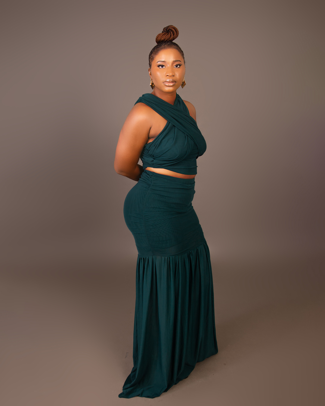 Emerald Cross Wrap Maxi Dress