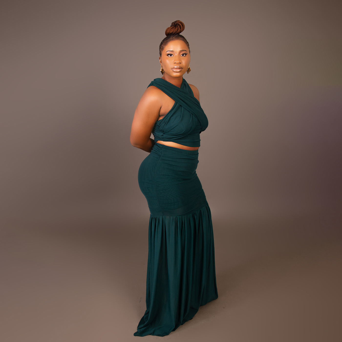 Emerald Cross Wrap Maxi Set