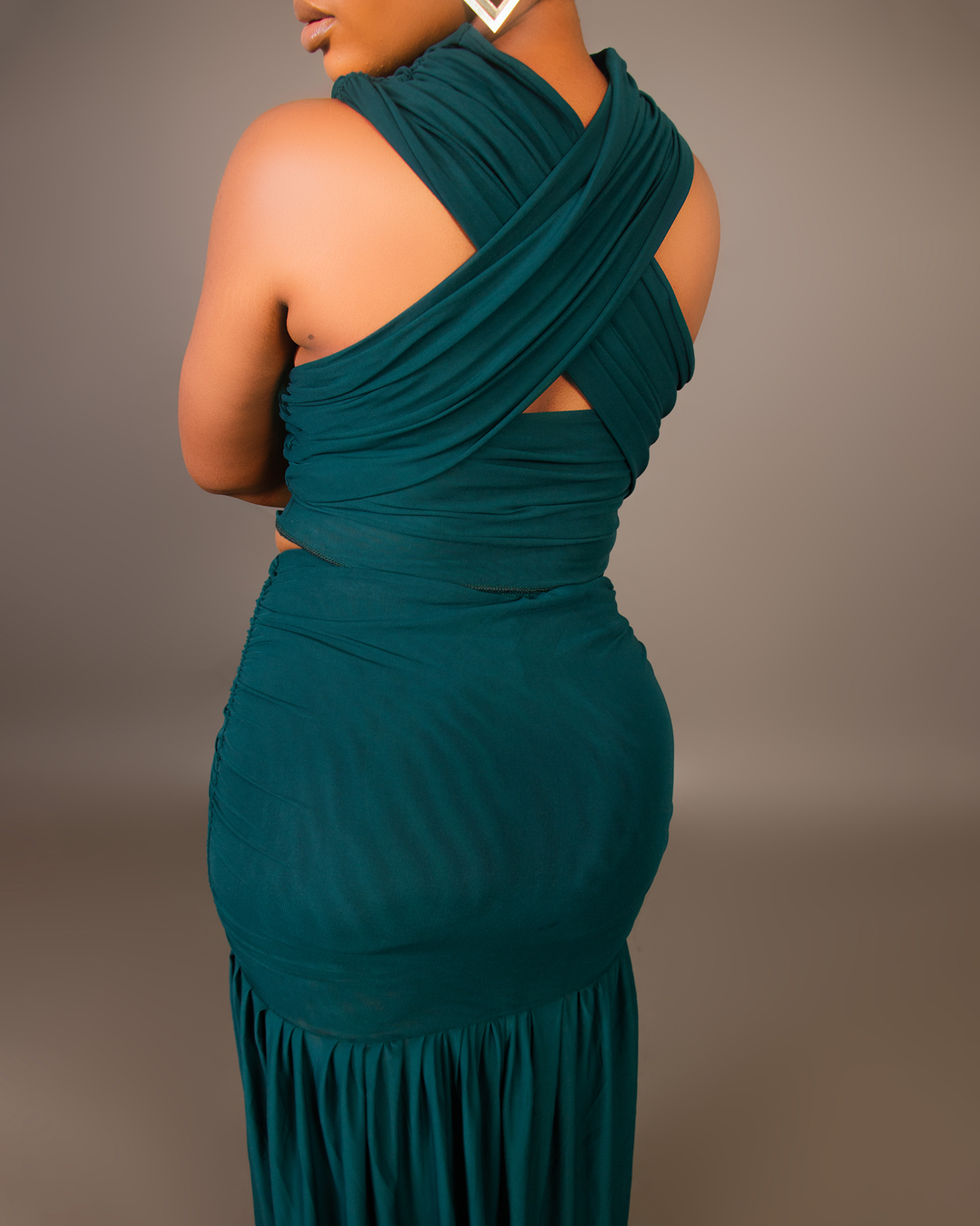 Emerald Cross Wrap Maxi Dress
