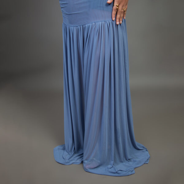 The Azure Flow Dress (Off-Shoulder Elegance)